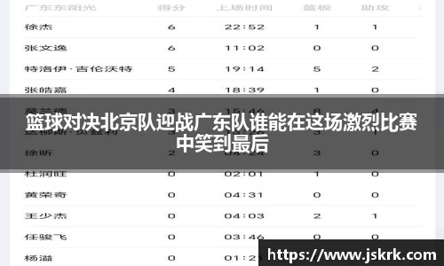 篮球对决北京队迎战广东队谁能在这场激烈比赛中笑到最后
